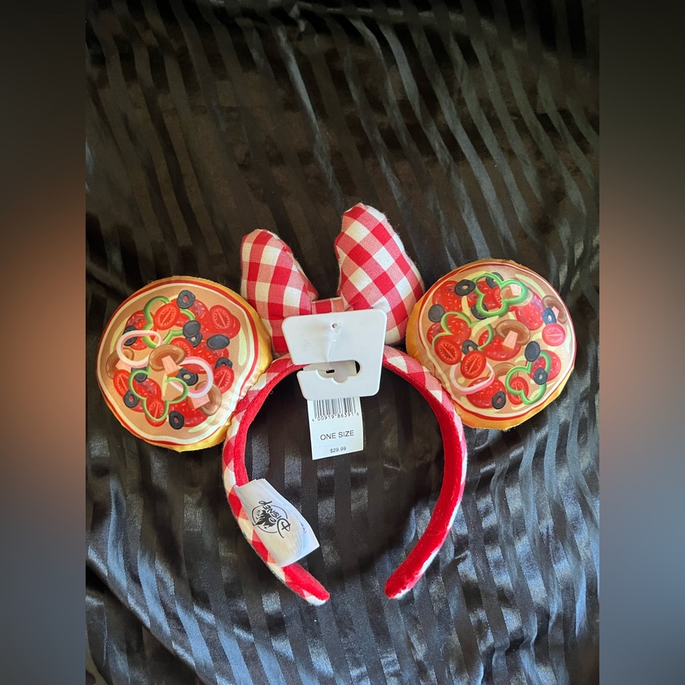 Disneyland Pizza Style Mickey Ears Bow and Headband - Picture 2 of 6